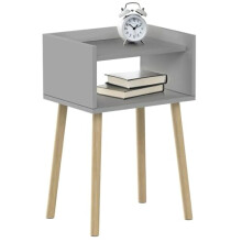 Taylor & Brown Modern Nightstand, Grey Wooden Bedside Table, Tall End Side Table with Open Storage Shelf, Small Night Stand for Bedroom, Kids Room &