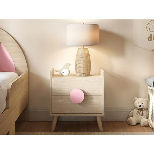 Flair Noah 2 Drawer Bedside Table Oak & Pink 1