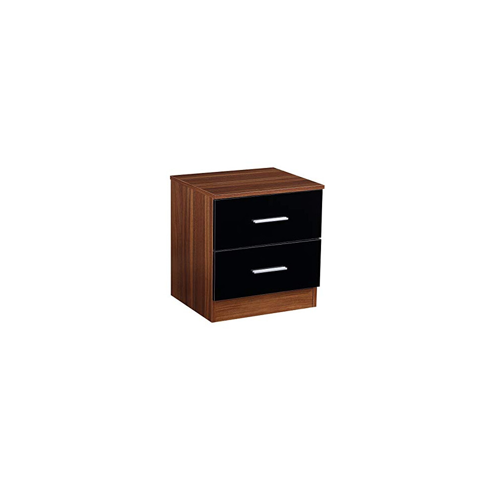 REFLECT 2 Drawer Bedside - Black Gloss Fronts & Matt Walnut Carcass - Image 7