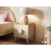 Flair Noah 2 Drawer Bedside Table Oak & Pink