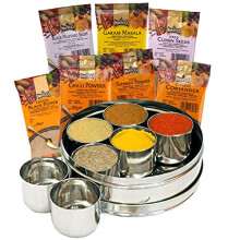 Offer Shop Indian Spices for Cooking with Stainless Steel Dabba with Clear Lid - 7 Authentic Kitchen Masala Powder | Perfect Cooking Gift