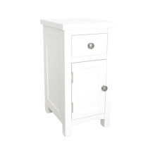 Lillyvale Solid Oak and White Bedside Cabinets, Side Table for Bedroom, 1 Drawer Nightstand, Real Oak (Full-White)