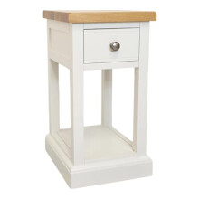 Lillyvale Solid Oak and White Bedside Cabinets, Side Table for Bedroom, 1 Drawer Nightstand, Real Oak (White-Oak-Top)