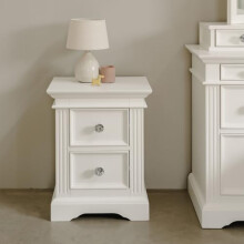 Statement Furniture Gainsborough White or Vintage Cream Bedside Table with 2 Drawers | W45cm H61cm D35cm | Hand-Carved Details, Hampton Style