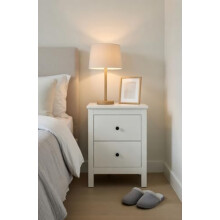 Dylex White Bedside Table Wood Nightstand with 2 Storage Drawers for Bedroom, Living Room, Side Table