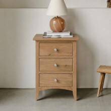 Statement Furniture Edward Hopper Modern Bedside Cabinet, 3 Drawers with Metal Runners, Tapered Legs, W45cm D36cm H61cm, White or Oak, Fully Assembled