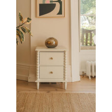 Cromwell Bedside Table with 2 Drawers | Bobbin Design, Wooden Nightstand End Table | W50cm x H61cm x D41cm | Assembled Wooden Bedroom Furniture