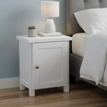 GROF GROFurniture Bedside Table with 1 Door Small Cabinet, Solid Wooden Side End Bedside Cabinet, Narrow Bedside, Side Table for Bedroom or