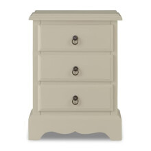 Statement Furniture Romance French Style Bedside Table with 3 Drawers – Wooden Nightstand Cabinet, Fully Assembled, Crystal or Metal Handles,