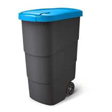 Poubelle avec roues et couvercle Keden Wheeler 90L Conteneur universel en plastique (bleu)
