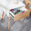 Mondeer Bedside Table, Side Storage Cabinet with 1 Drawer, White and Oak 2