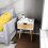 Mondeer Bedside Table, Side Storage Cabinet with 1 Drawer, White and Oak 4