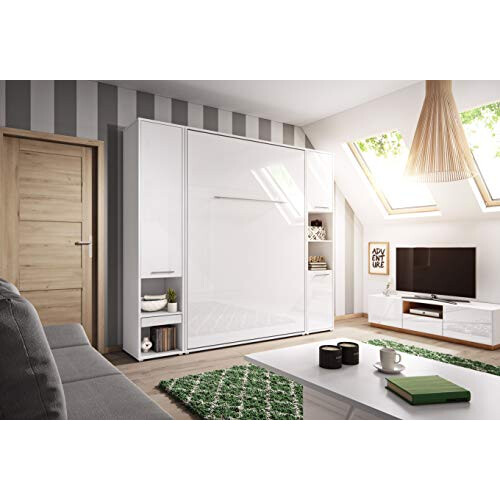 Arthauss Arthauss CP-08 Modern Side Cabinets For Vertical Wall Beds in White Gloss - Elegant High Storage Solution for Foldable Beds 2