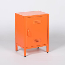 Maison Retro Industrial Metal Locker Storage Bedside Cabinet Side Table Cupboard With Interchangeable Door And Air Vents (Orange)