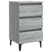 vidaXL Bed Cabinet with Metal Legs - Grey Sonoma Bedside Table - Spacious Storage - Engineered Wood Material - Perfect for Bedroom and Living Room