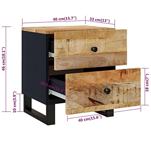 VidaXL vidaXL Bedside Cabinets 2 pcs 40x33x46 cm Solid Wood Mango 2
