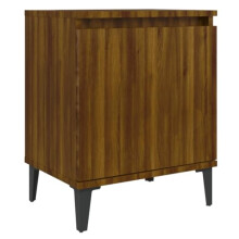 vidaXL Bed Cabinet with Metal Legs Brown Oak Side Storage Table