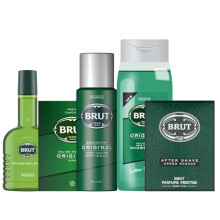 Brut Original Men's Fragrance Gift Set – Aftershave, Eau de Toilette, Deodorant, Splash-On Lotion & Hair & Body Wash – Long-Lasting Classic Scent,
