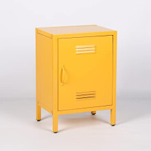Maison Retro Industrial Metal Locker Storage Bedside Cabinet Side Table Cupboard With Interchangeable Door And Air Vents (Yellow)