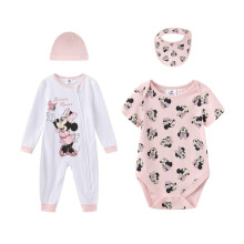 (6-9 Months, White/Pink) Disney Baby Girls Minnie Mouse Cotton Accessories Set (Pack of 4)