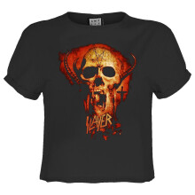 (M, Charcoal) Amplified Womens/Ladies Legacy Skull Slayer Crop T-Shirt