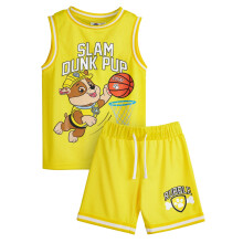 (5-6 Years, Yellow) Paw Patrol Boys Rubble Basketball Top & Shorts Set