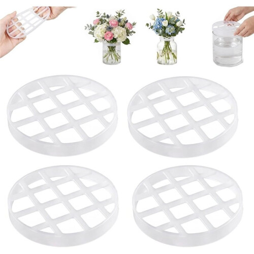Grille de Fleur en Silicone Réutilisable 4PCS, Arranger de Fleurs en Silicone Élastique & Support de Vase 1