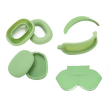 Boîtier de Protection Complet en Silicone de 5 Pièces pour Airpods Max, Kit D'Accessoires de Protection Du Corps Vert Matcha