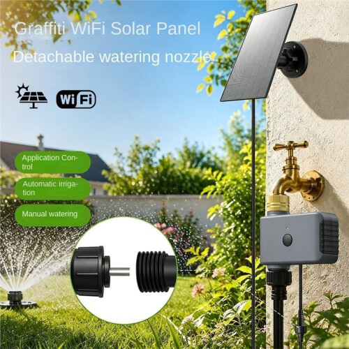 Solar WiFi Irrigation Timer  Irrigation System 2 Zone Timing Controller Programmable Timer Sprinkler for Garden,NPT 1
