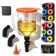 Oil Funnel Kit, 1.59QT/1.5L Automotive Oil Funnel Set with 12 Adapters, Elbow Fitting, ArrowScreen and Magnetic Tray