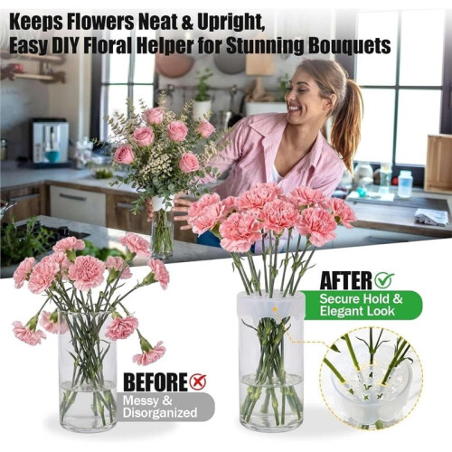 2 Pack Silicone Flower Arranging Grid, Reusable Vase Grid Flexible Silicone Grid Keeps Stems Evenly Spaced 1