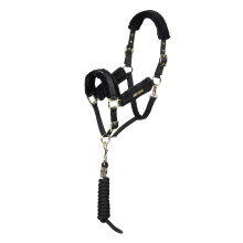 (X Full, Black) ARMA Logo Faux Fur Horse Headcollar And Leadrope