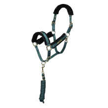 (X Full, Green) ARMA Logo Faux Fur Horse Headcollar And Leadrope