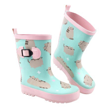 (2 UK, Pastel Mint/Pink) Pusheen Girls Repeat Print Wellington Boots