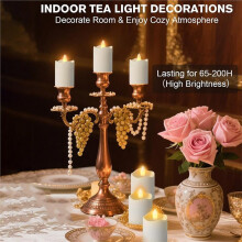 6 Pcs Velas de Té Recargables Parpadeantes con Temporizador Remoto, Funcionamiento A Batería, Velas LED Sin Llama con Base de Carga,
