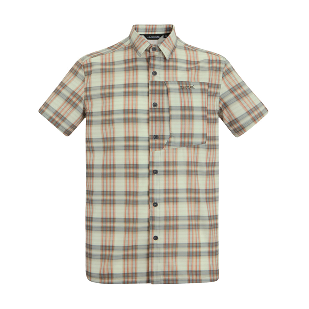 Regatta (Xxl, Stone White) Mens Checked Insect Repellent Short-Sleeved Travel Shirt
