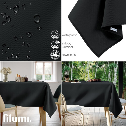 Modern Tablecloth Stain-Resistant Rectangular 130x180 cm Elegant Black — jacquard tablecloth, waterproof tablecloth 2