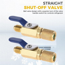 1set Air Conditioning Valve 1/4" SAE Adapter Straight-Through Refrigerant Valve Replacement Parts One-Piece