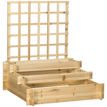 3-Tier Wooden Planter with Trellis, 95x95x110cm