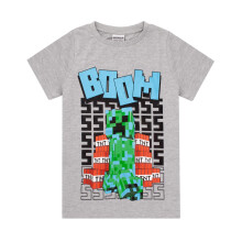 (11-12 Years, Grey) Minecraft Boys Boom T-Shirt