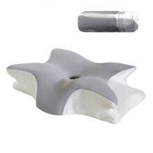 Schmetterling Memory Foam Kissen 60x40x13cm - Ergonomische Nackenstütze für tiefen Schlaf LightGrey