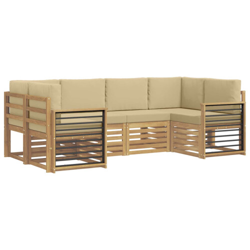 VidaXL vidaXL Outdoor-Sofagarnitur 6 stk. Weiß und Beige Polyester 1