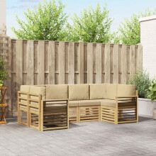 vidaXL Outdoor-Sofagarnitur 6 stk. Weiß und Beige Polyester