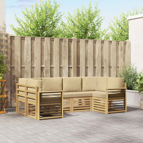 VidaXL vidaXL Outdoor-Sofagarnitur 6 stk. Weiß und Beige Polyester