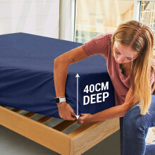 (Navy, King) Extra Deep Fitted Sheets 40cm Bedsheet Single Double King & Super King