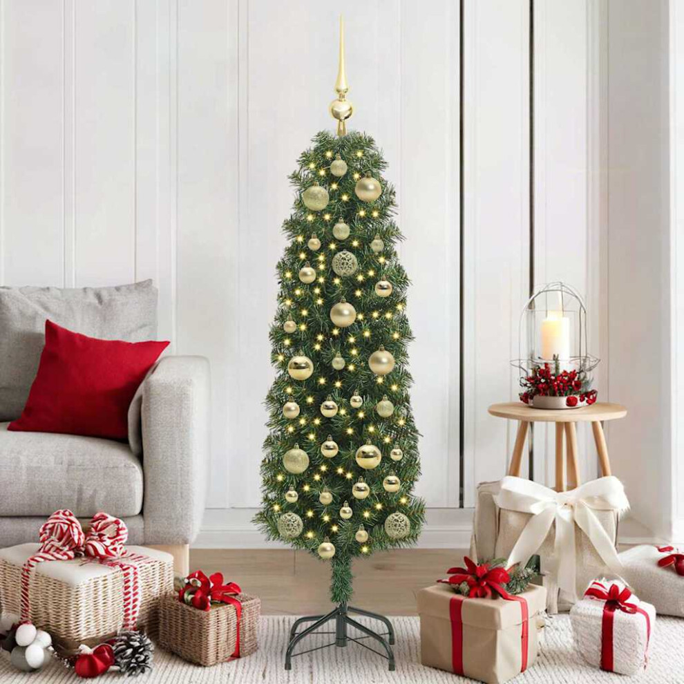 vidaXL Artificial Christmas Tree with LED Lights - 150 cm - Green - Image 2