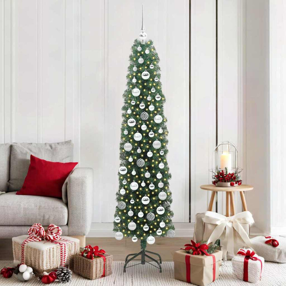 Vidaxl (Green, 180 Cm) Slim Artificial Christmas Tree Decoration Artificial Tree Xmas Tree