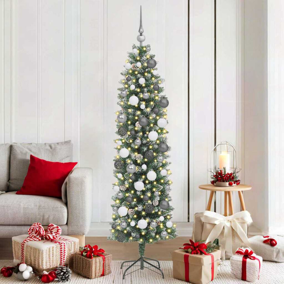 Vidaxl (180 Cm) Artificial Slim Christmas Tree With Stand Xmas Tree Decoration Pvc