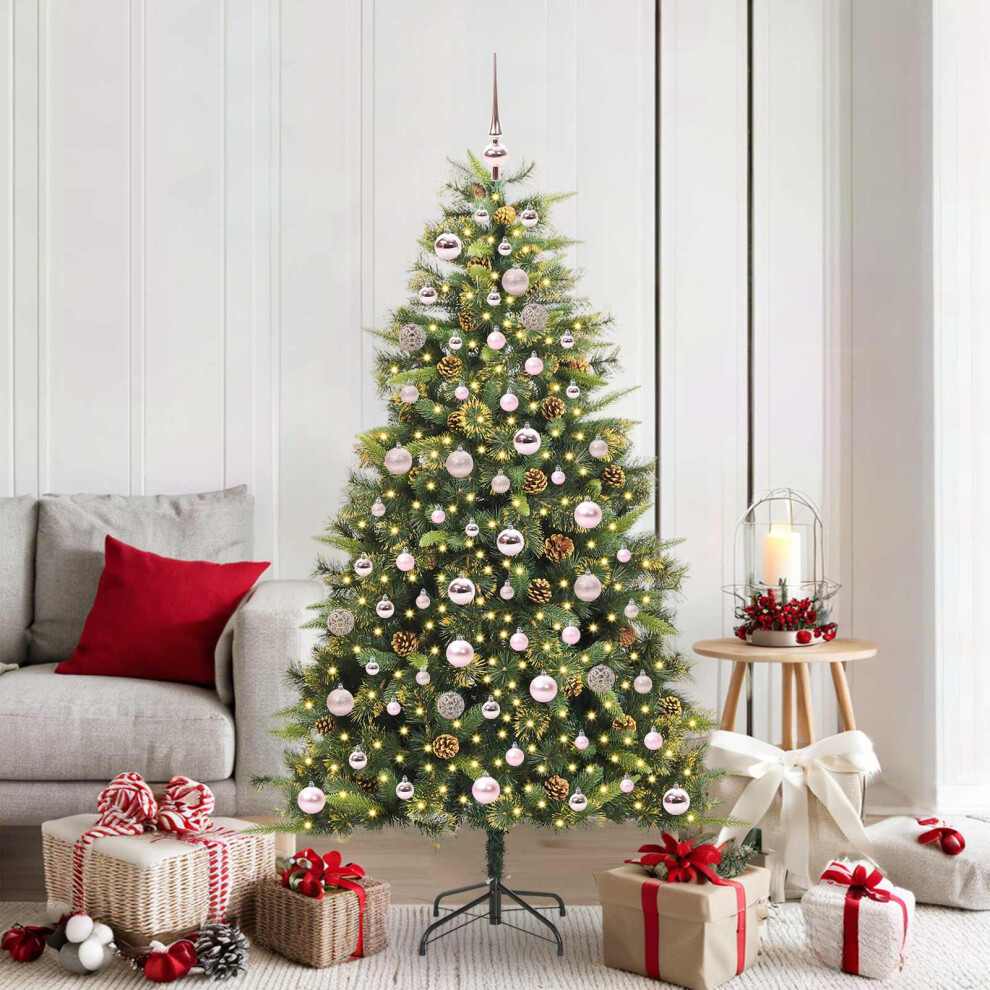 Vidaxl Artificial Hinged Christmas Tree With Cones Green 180 Cm