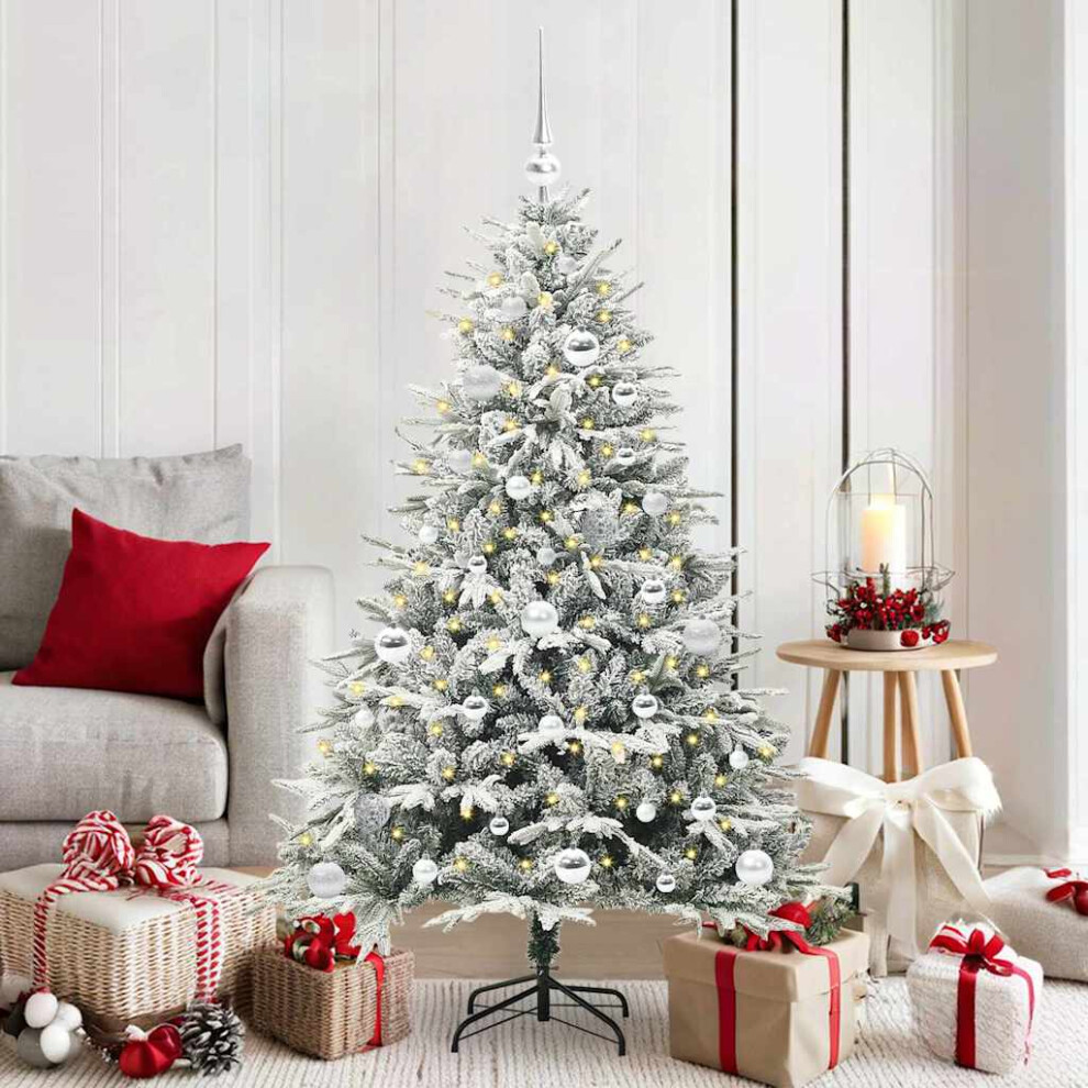 Vidaxl (Green And White, 150 X 90 Cm) Artificial Christmas Tree Leds & Ball Set Multi Colours Multi Sizes